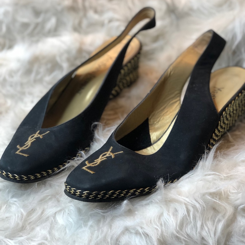 Authentic YSL vintage Wedge slides